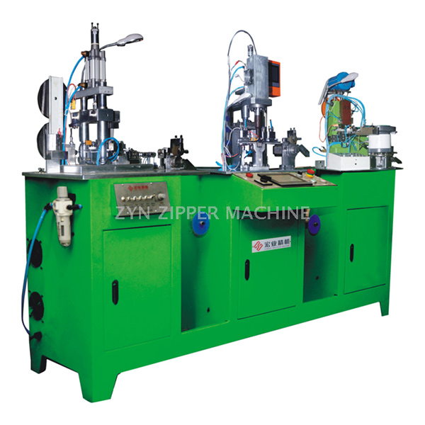 HY-881J 全自動金屬拉鏈三段工序連體機（貼膠、沖孔、插管/插座）